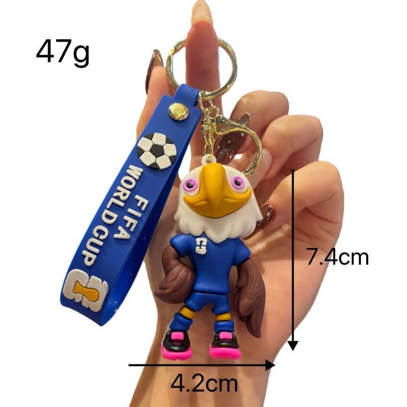 2026 World Cup Keychain Soft Rubber Fan Mascot Pendant Car Keychain Wholesale Keychains