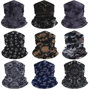 9-Pack Balaclava Face Mask for Men & Women UV Protection Neck Gaiter, Multi-Use Cycling Mask & Breathable Headband