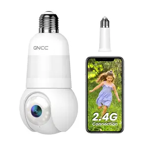 LED Light Bulb Smart Camera, 2K HDR 360° Wi-Fi Security Camera with AI Motion Detection, Color/Infrared Night Vision, 2-Way Audio, Indoor/Outdoor Use, Home Surveillance Baby Pet Monitor, E27 Socket, Warranty Floodlight Camera & Ambient Light