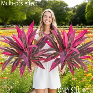 Set of Four - Lifelike Oversized Outdoor Synthetic Blooms, Artificial Flower Decorations, Made from Weatherproof Plastic, Ideal for Garden, Patio, Wedding, Party, Porch Railing, Yard, Or Photography Decor