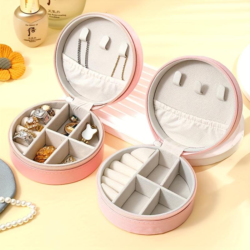 Six-piece set, round flip-top flannel lining, multifunctional storage for earrings, necklaces, and bracelets, jewelry expert, jewelry box, multifunctional storage box, jewelry box, earring box