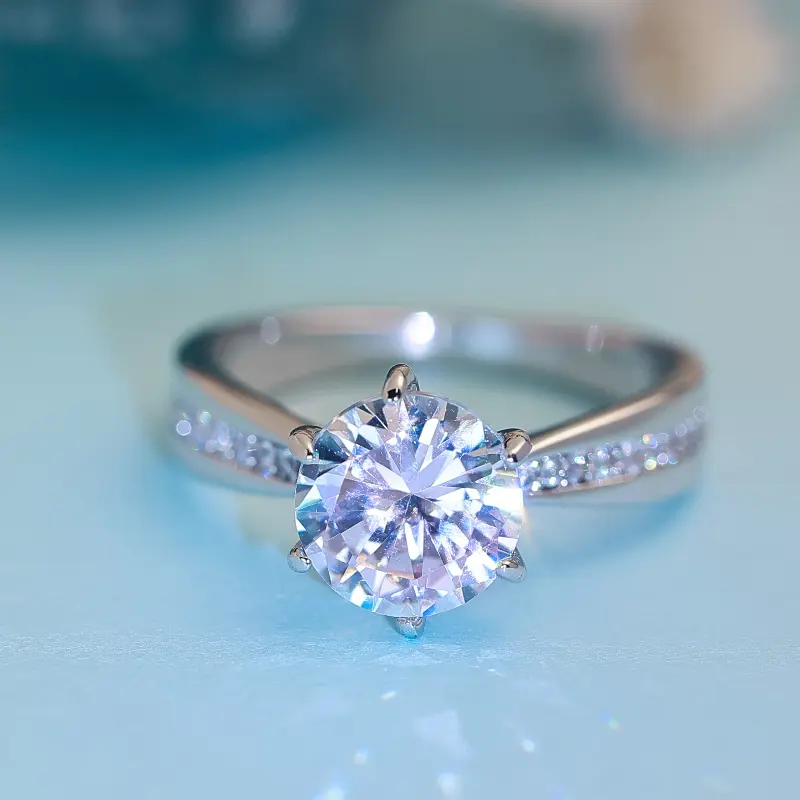 Couple Wedding Engagement Ring Set, Solitaire Matching Promise Bands, Bridal Jewelry Gift for Anniversary Valentine's Day