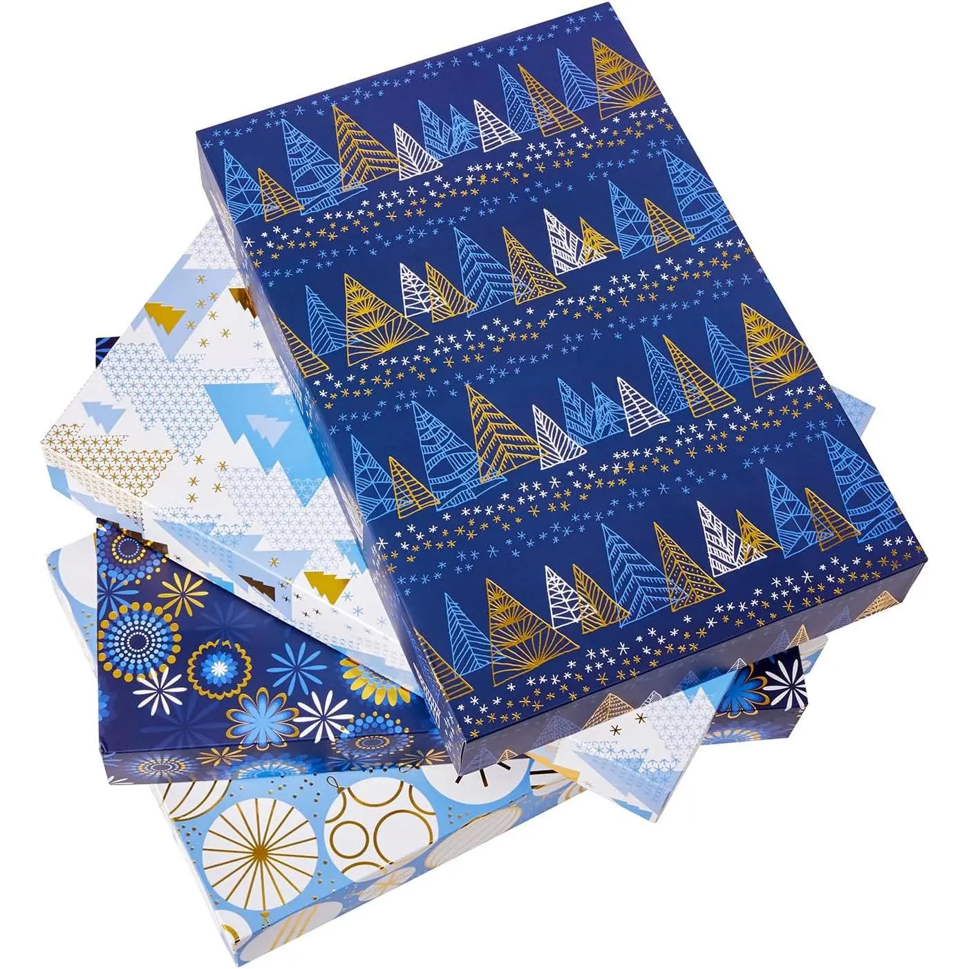 12 Pack 14" Blue Large Christmas  Boxes With  For Clothes Presents