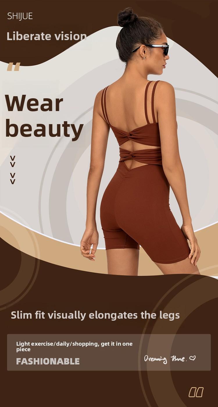 Women's low-cut sexy yoga jumpsuit, breathable and quick-drying, with a beautiful back and cross-strap design to lift the buttocks, suitable for running, yoga, and fitness