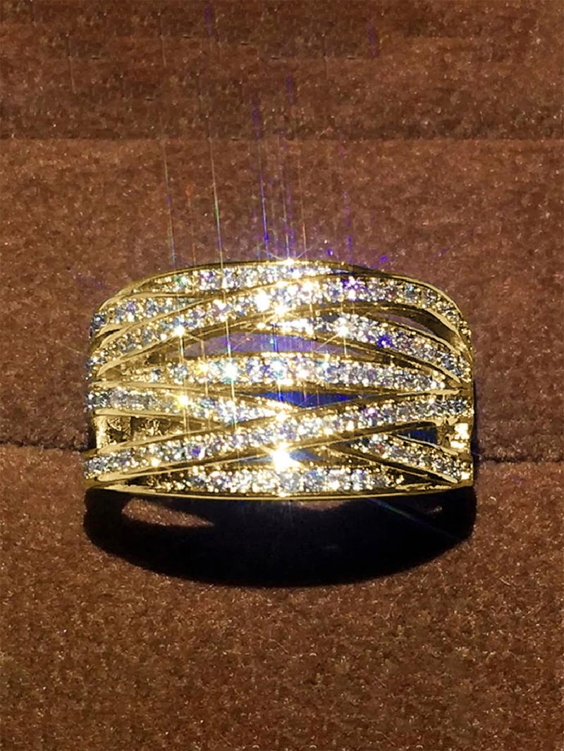 Women's Elegant Rhinestone Decor Wide Promise Ring, Exquisite Trendy Engagement Ring, Chic Gorgeous Jewelry As Gift for Girlfriend, Gifts for Her, Fashion Engagement Rings