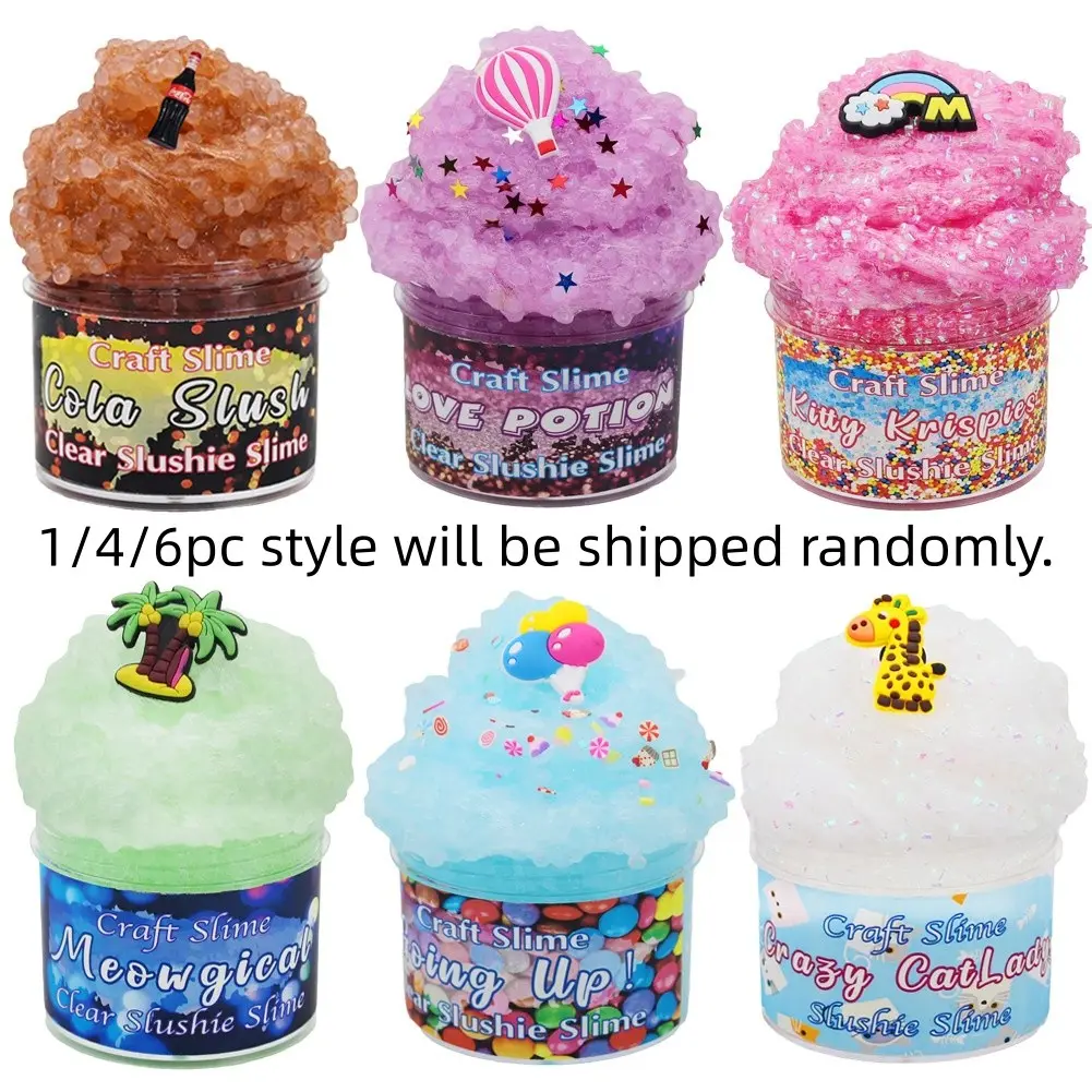 1/4/6pc Slime Kit 70ML, Transparent Cartoon Gel Crystal Clay, Colorful Modeling Dough, Fun DIY Craft Set, Perfect for Kids & Adults