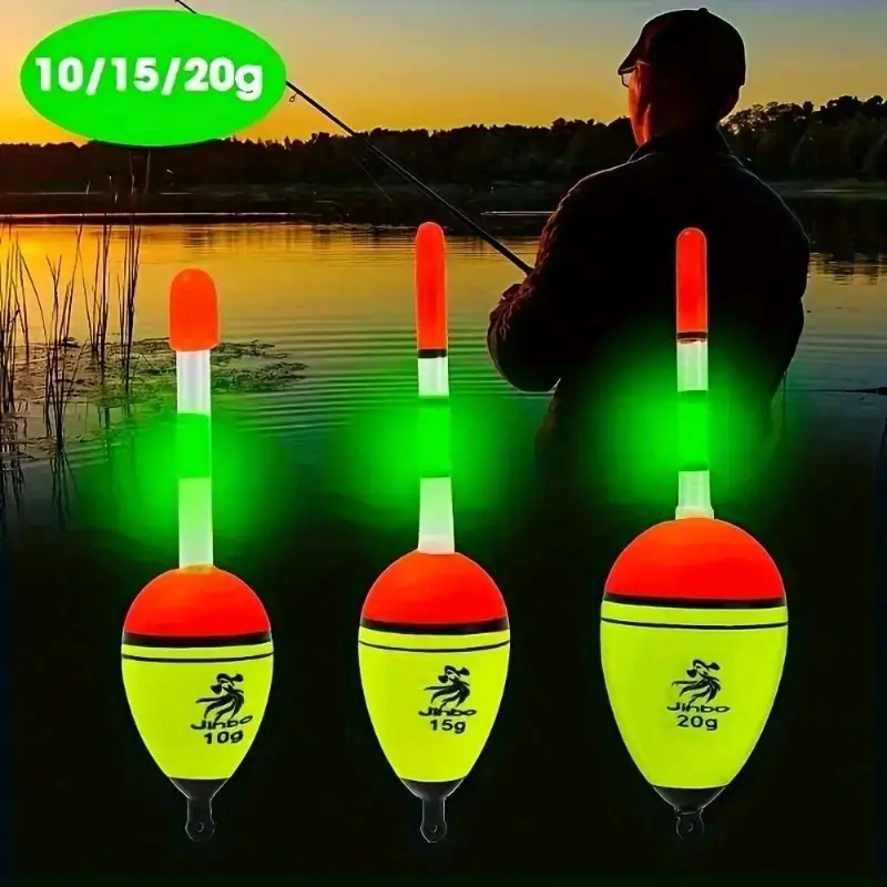 3-Pack EVA luminous float - 10/15/20 grams high visibility durable fishing float, suitable for night fishing