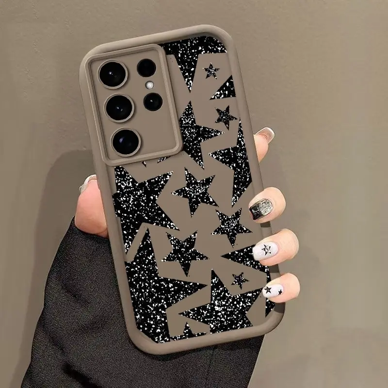 Black and white pentagram Extremely simple style Suitable for gifting Suitable for Samsung phone cases, suitable for Samsung Galaxy A57, A56, A55, A37, A36, A27, A17, A16, A07, A06, A05, S26, S25, S24, S23 series phone cases Fashion Gifts