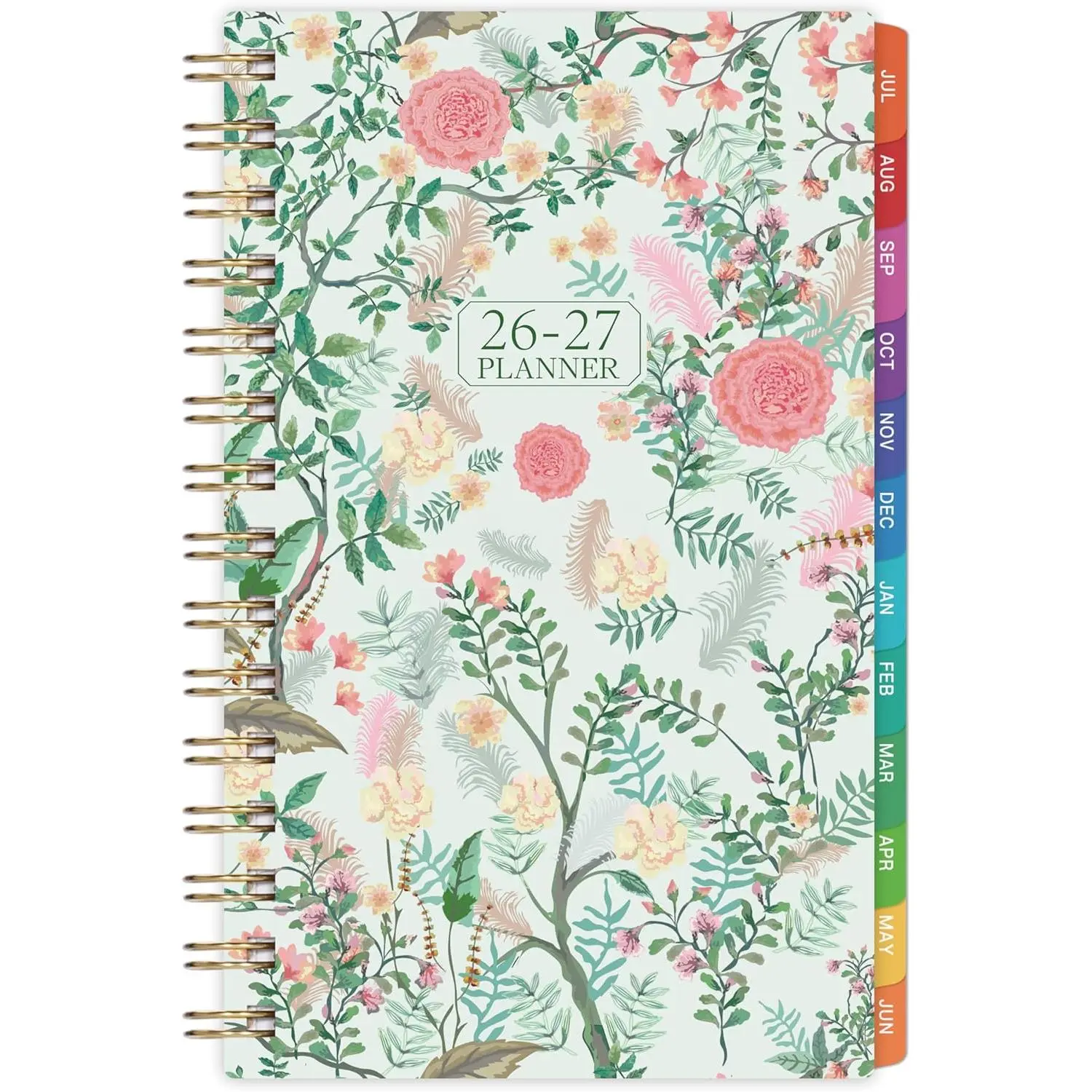Pocket Calendar 2026-2027 - 2026-2027 Pocket Planner for Purse, Jul. 2026 - Jun. 2027 Planner Weekly and Monthly, 4.1'' × 6.8'', 12 Months Tabs,  -wire Binding, Floral Cover