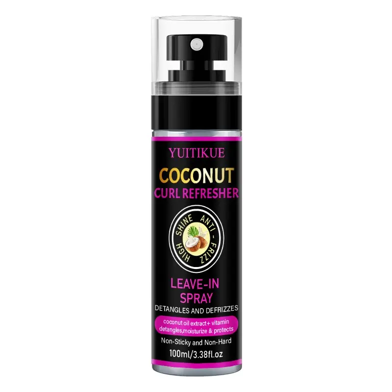 Yuitikue Portable Coconut Curl Spray 100ML, Moisturizes Dry Frizzy Hair, Gentle Repair Damaged Curls, Maintains Elasticity, On-The-Go Use