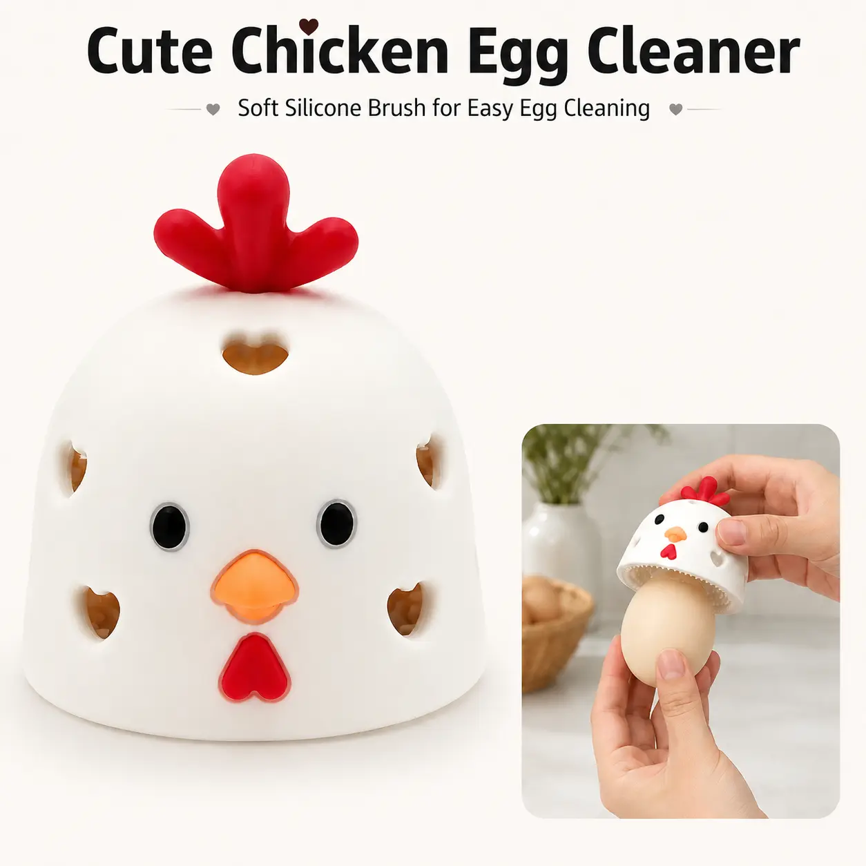 Fathersdaygift Flexible Silicone Cleaning Brush, Multi-Use Soft Scrubber for Farm Fresh Eggs, Fruits Vegetables, Non-Slip Handheld Kitchen & Chicken Coop Accessory Egg Cleaner for Fresh Eggs Egg Washer Egg Scrubber for Fresh Eggs Fathers Day Gifts-YY0