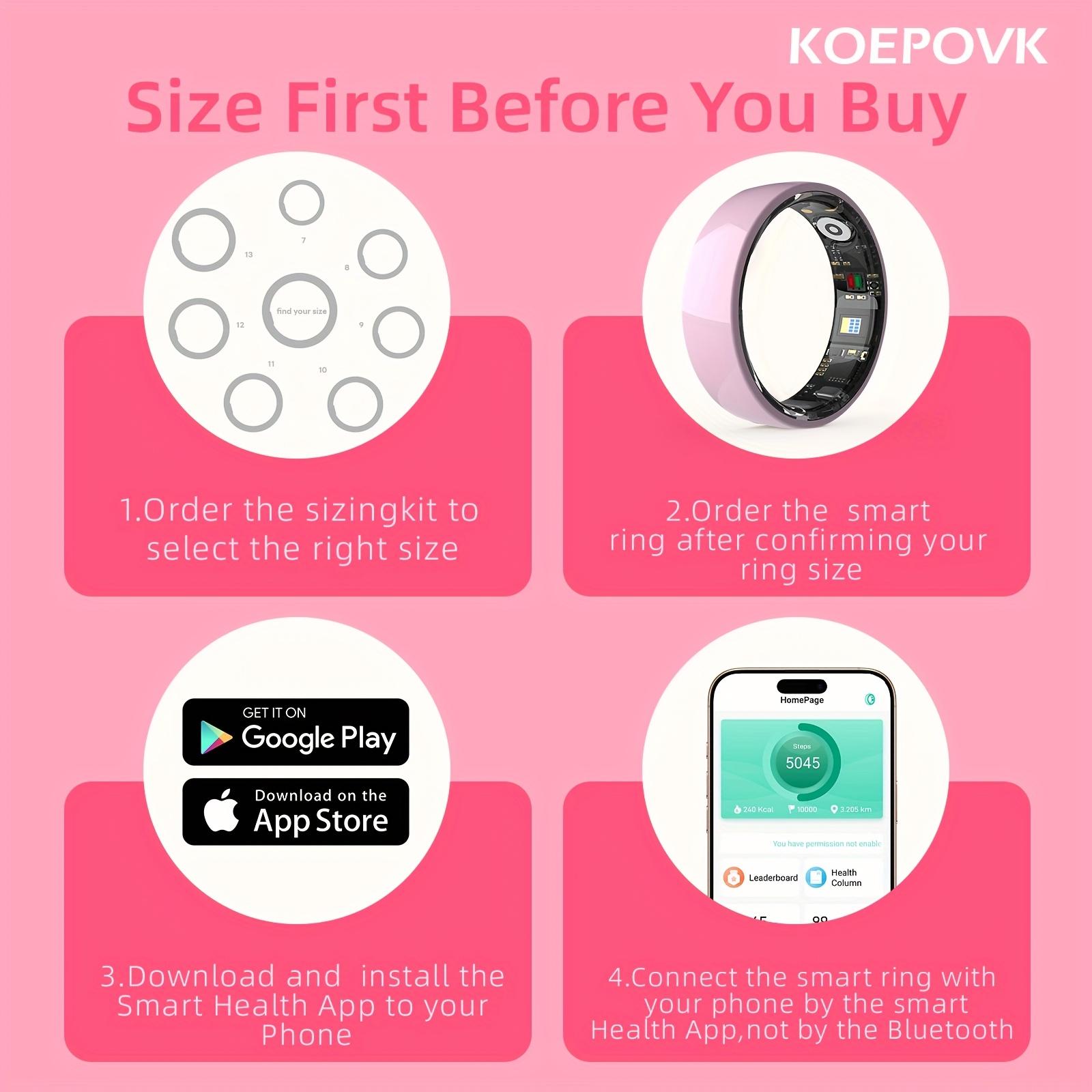 Smart Ring for Men And Women, Crystal Charging Box - Fitness And Sleep Tracker, Step Distance Calorie Monitoring, Multiple Sports Modes, Magnetic Charging, Waterproof, Holiday Gift