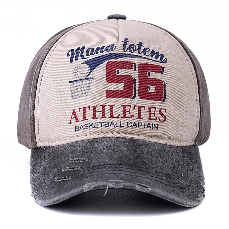 Unisex Vintage Washed Cotton Baseball Cap BASKETBALL CAPTAIN 56 Letter Embroidery Men And Women Outdoor Sports Hat