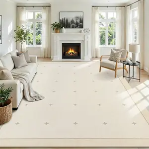 Washable Low Pile Area Rug – Non-Slip, Soft, Non-Shedding Runner and Large Carpet, Spot Resistant, Bordered, for Hallway, Kitchen, Living Room