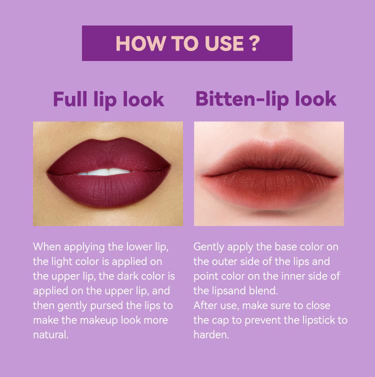 tone lipstick, shimmer and matte, moisturizing, non-transferable, lip balm, gradient gradient lip makeup lipstick