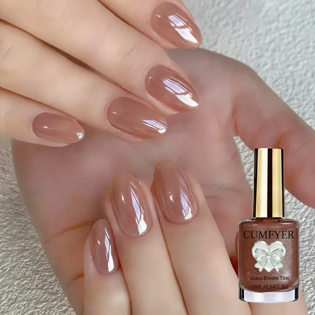 Iced Milk Tea Nail Strengthening Oil, Nail Strengthener Oil, Smooth and easy to apply with mirror-like pearly shine, brightens nails with long-lasting clarity, versatile for manicures, suitable for hands and feet, great for work or parties
