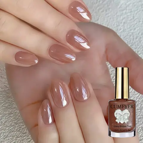 Iced Milk Tea Tinted Nail Strengthening Oil, Smooth Easy Application with Mirror-Like Glass Finish, Long-Lasting High-Shine Color for Manicures & Nail Art, Great for Daily Wear, Work & Parties, Nail Routine