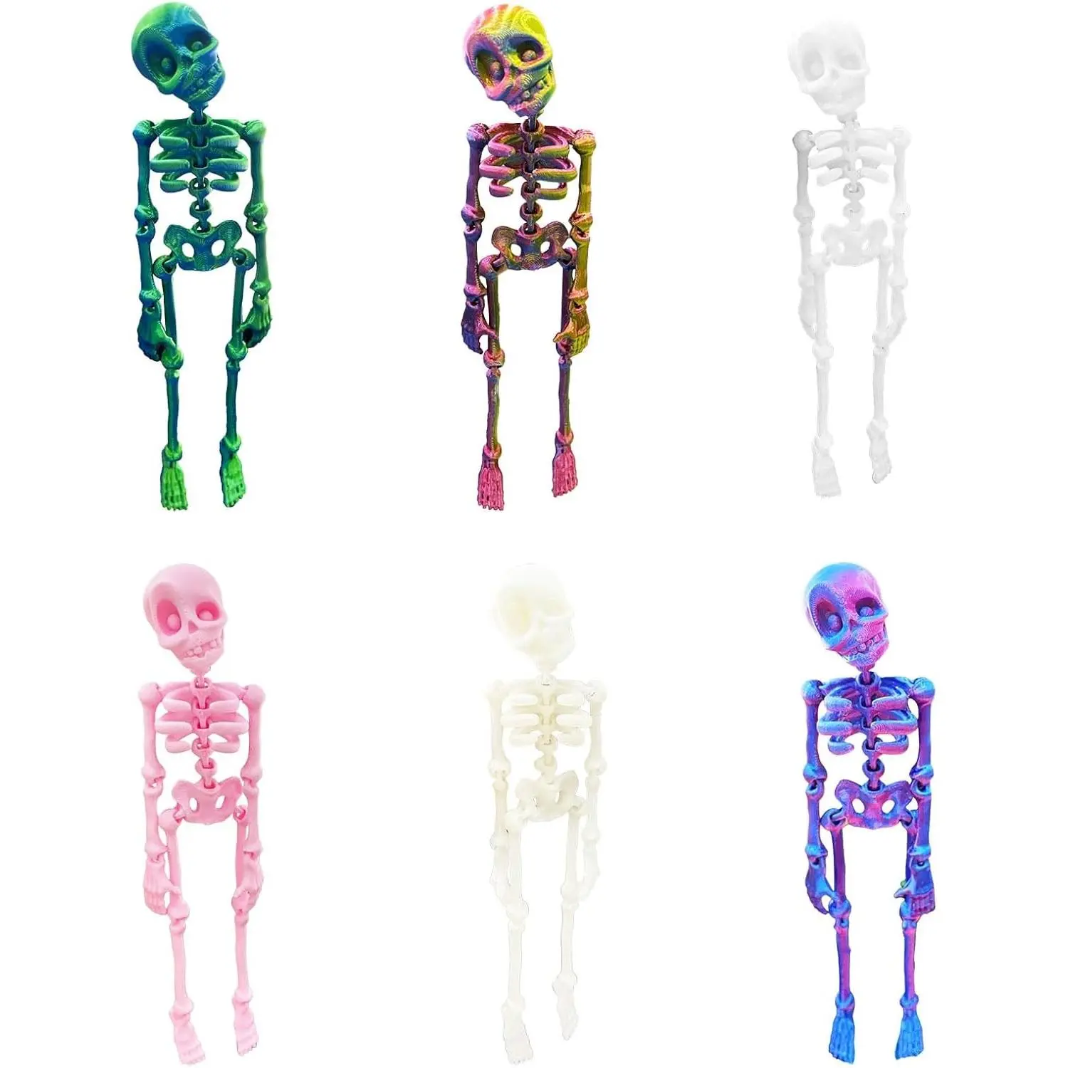 Skeleton Fridge Magnet,Posable Fridge Magnets,Mini Articulated Fridge Magnets – 3D Printed Movable Skeleton Decorations for Christmas, Office, or Locker (6PCS)