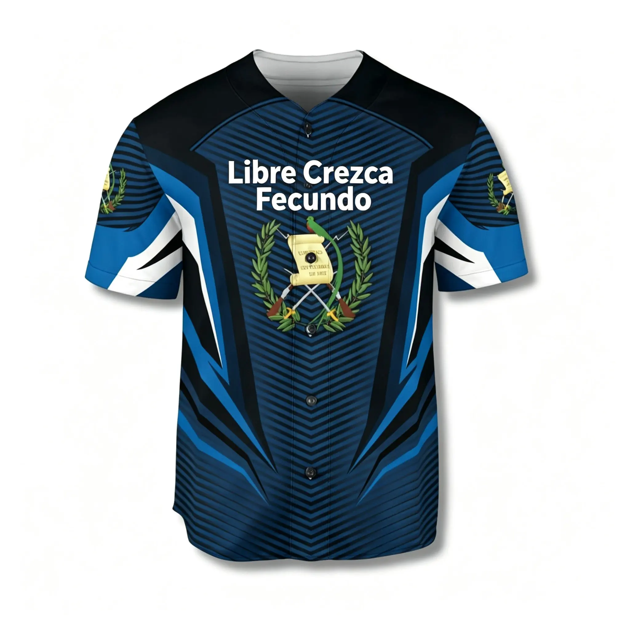 Guatemala Flag Print Baseball Jersey Shirt - Short Sleeve Tops, Regular Fit, Button Front, Standard Sizes Professional Uniform