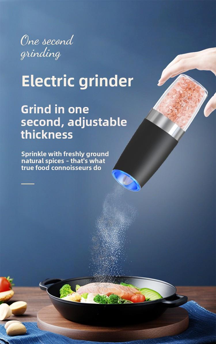 Gravity-sensing pepper mill, hot-selling household and outdoor sea salt & black pepper grinder in stock