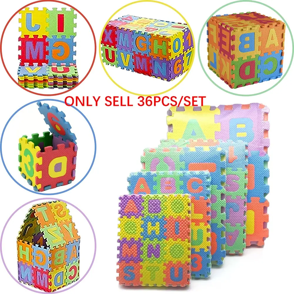 36pcs/set Foam Puzzle Play Mat Interlocking EVA Floor Tiles with Alphabet and Numbers Random Color Interlocking Mats