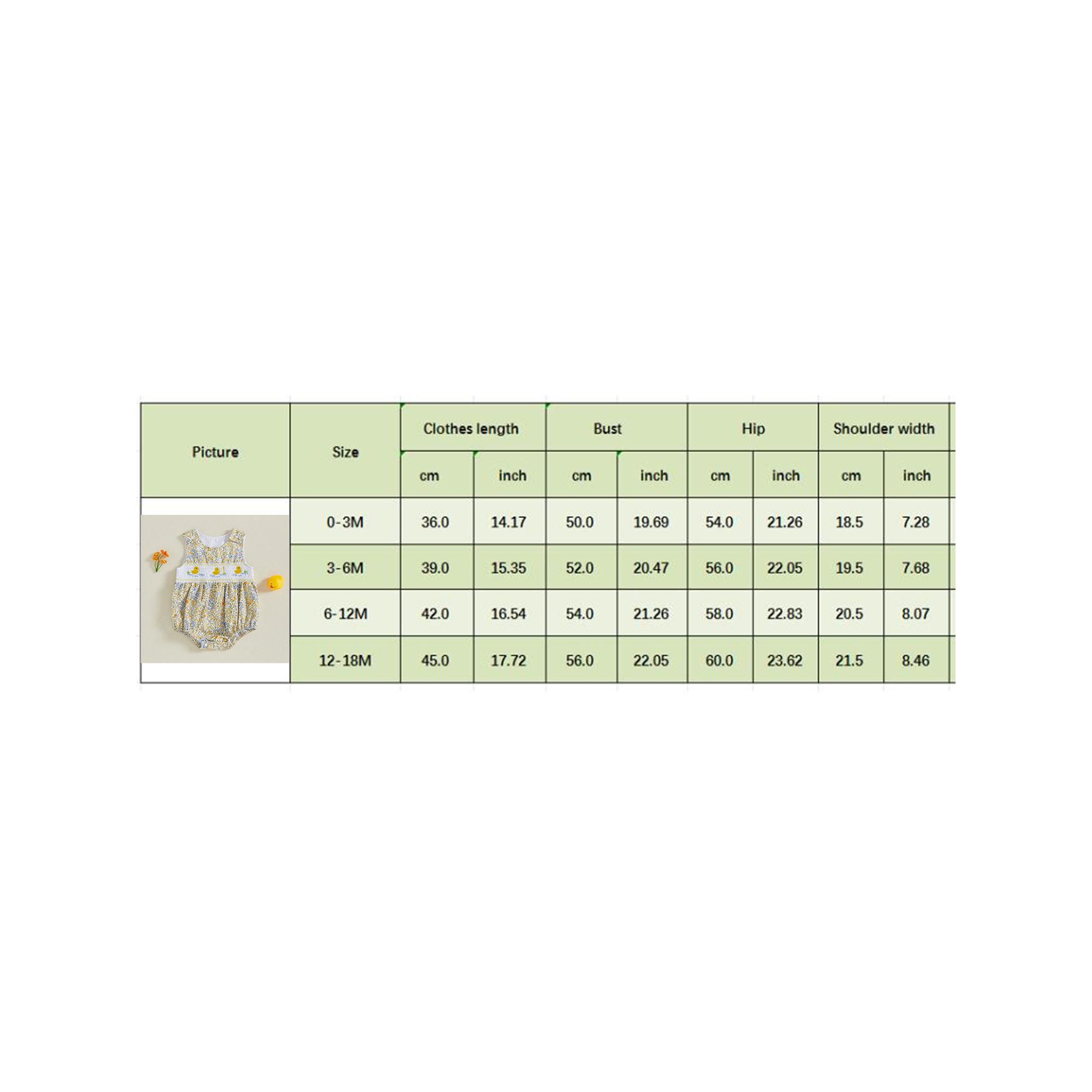 Newborn Baby Girl Summer Romper Duck Embroidery Smocked Sleeveless Romper Floral Bodysuit Farm Infant Summer Clothes