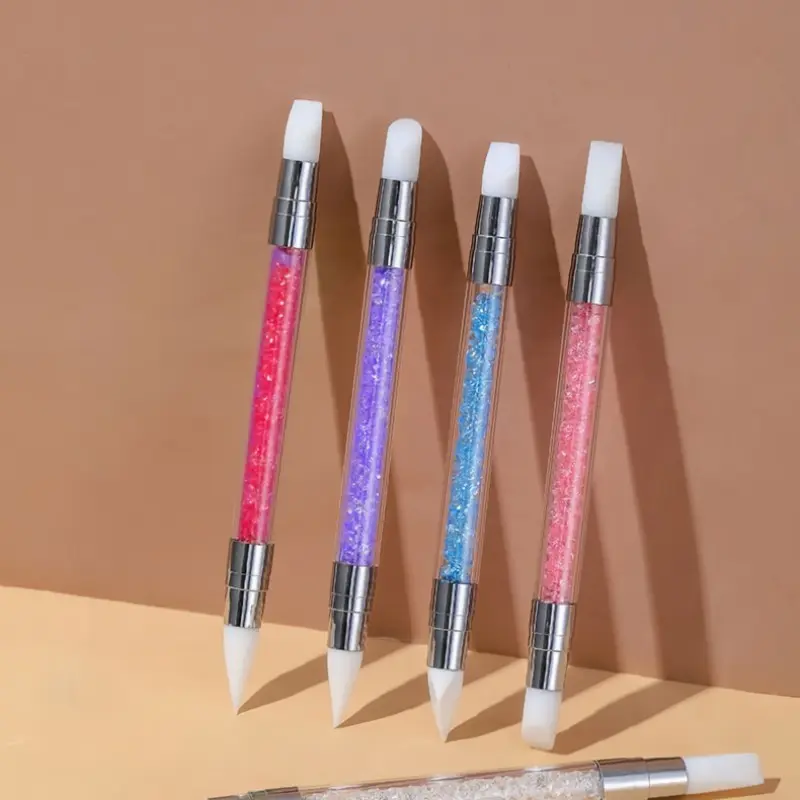 New Dual-Head 5-Piece Nail Art Silicone Pen Set, Glitter Sand Brush, Sculpting Tool, Multi-Function Manicure Nail Art Kit for Beginners