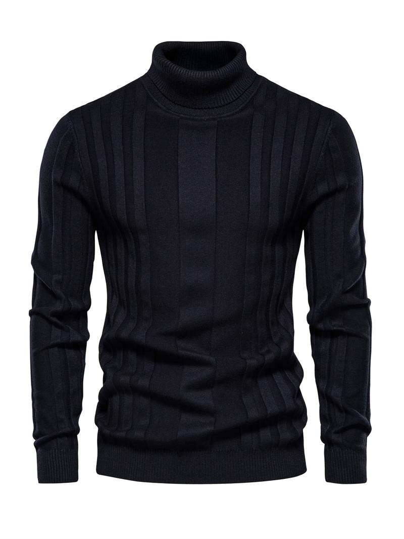 Men's Solid Turtleneck Sweater, Regular Fit Casual Long Sleeve Jumper for Fall & Winter, Men's Knitwear for Daily Wear Men's Solid Turtleneck Sweater, Regular Fit Casual Long Sleeve Jumper for Fall & Winter, Men's Knitwear for Daily Wear