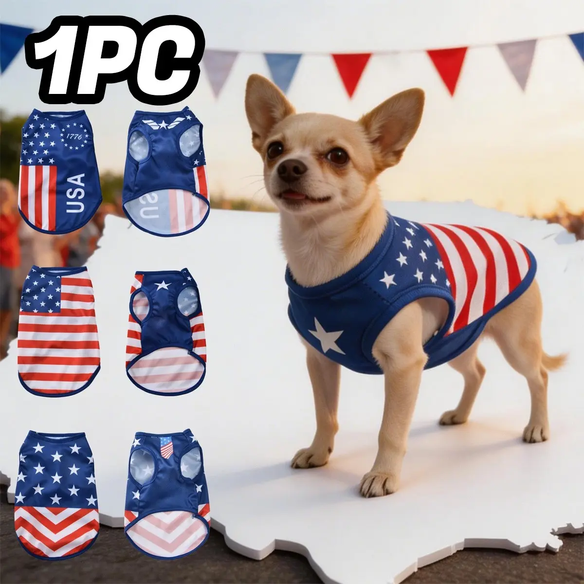 American Flag Dog Vest, Breathable Mesh Soft Lightweight, Small Dogs Puppy Patriotic Summer Clothes, Pet Clothing for Spring and Summer