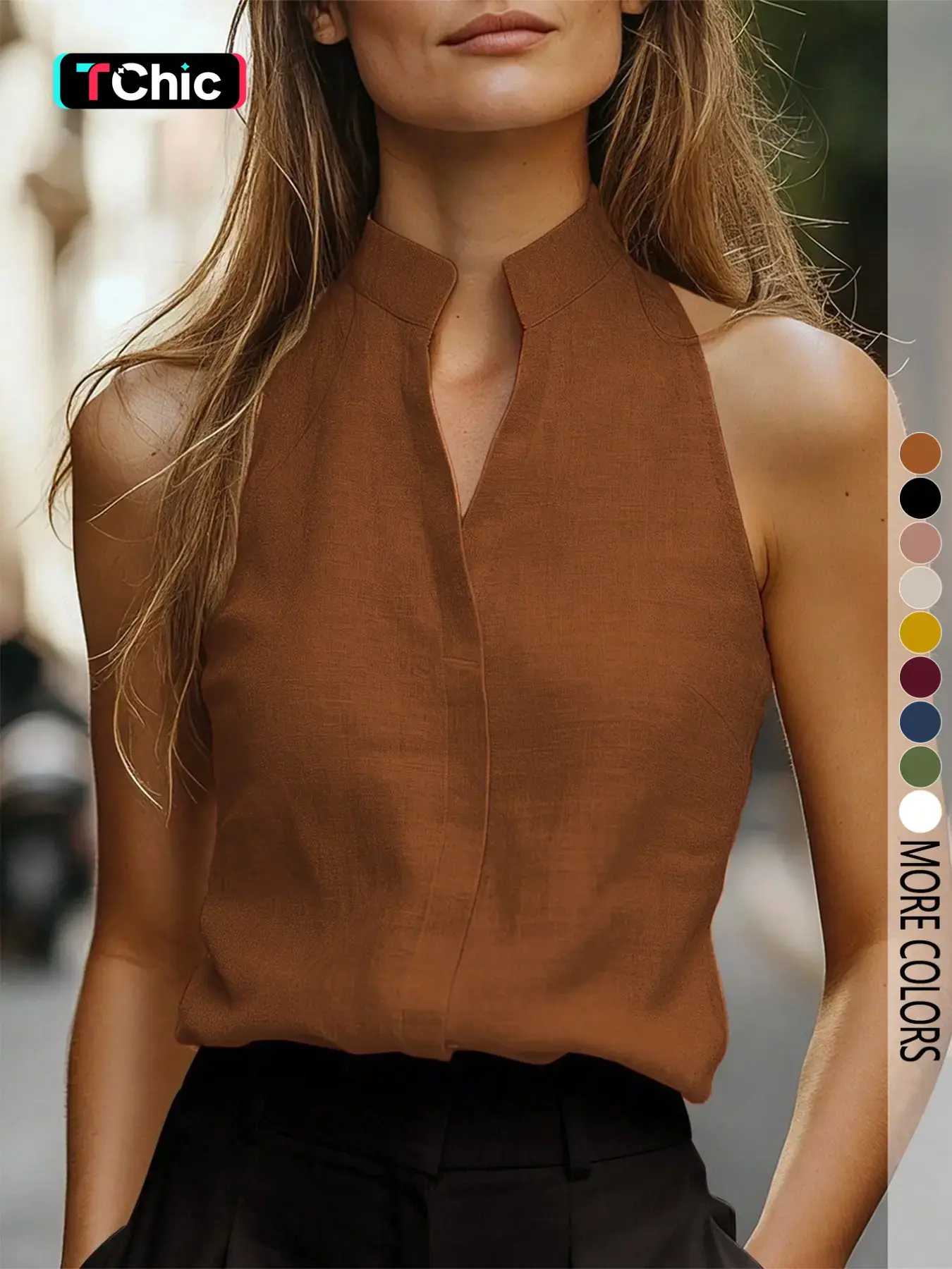 Women's Fashion Casual Flattering Sleeveless Solid Color V-Neck Elegant Fitted Basic Camisole Top for Summer, Stylish Minimalist Plain Design, Perfect for Daily Wear, Comfortable and Versatile