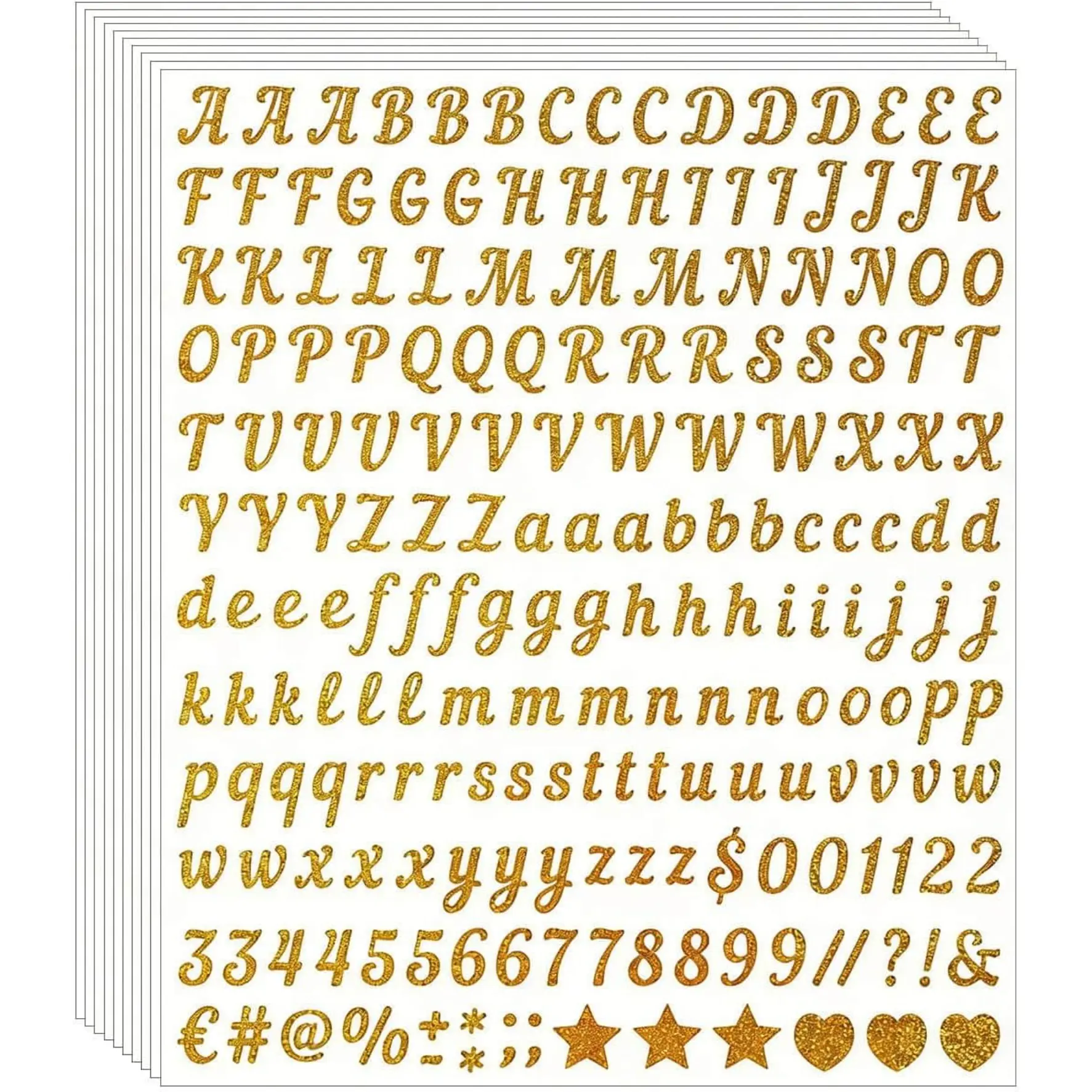 10 Sheets 0.5 Inch Gold Glitter Letter Stickers, Vinyl Waterproof Self-Adhesive Alphabet Number Stickers for Scrapbook Water Bottles Crafts Graduation Cap Decor Decorative Decal, Sticker Letters