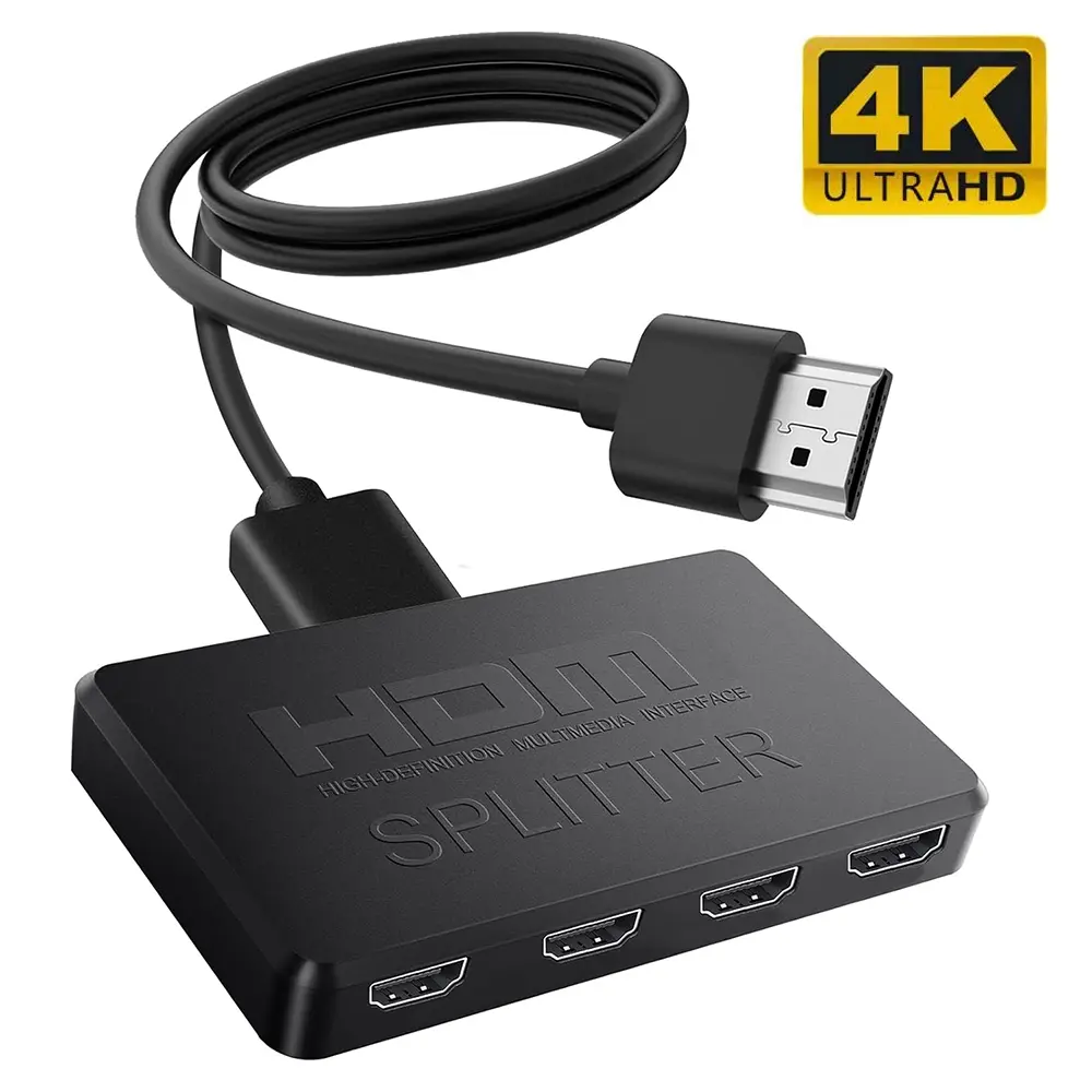 4K 2K HDMI-Compatible Splitter 1-In-4-Out HD Video Switcher Adapter with Aux Input & Bluetooth-Compatible Sound Adapter for Xbox, PS4, PC, Laptop