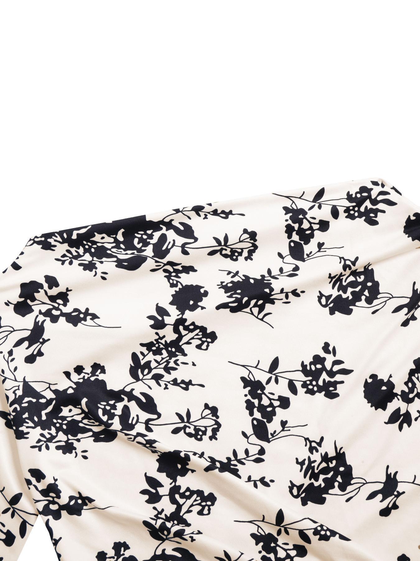 Aliling Women's Elegant Fall Floral Print Dress, One Shoulder Long Sleeve Bubble Sleeves High Waist Bodycon Ruched Midi Dress