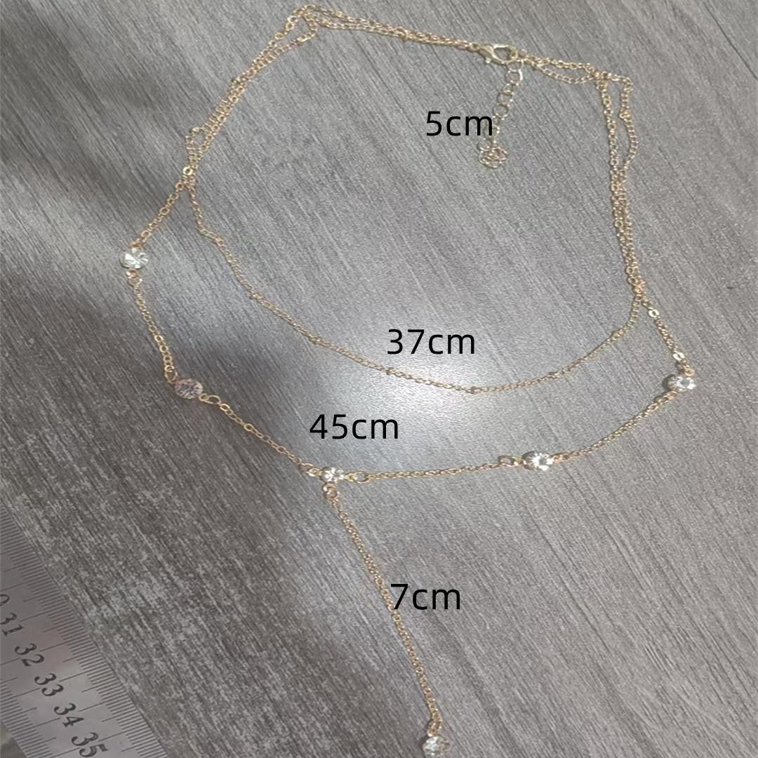 Luxury Gold Layered Necklace Set For Women Dainty CZ Pendant Lariat Y Necklace Bridal Gift For Her