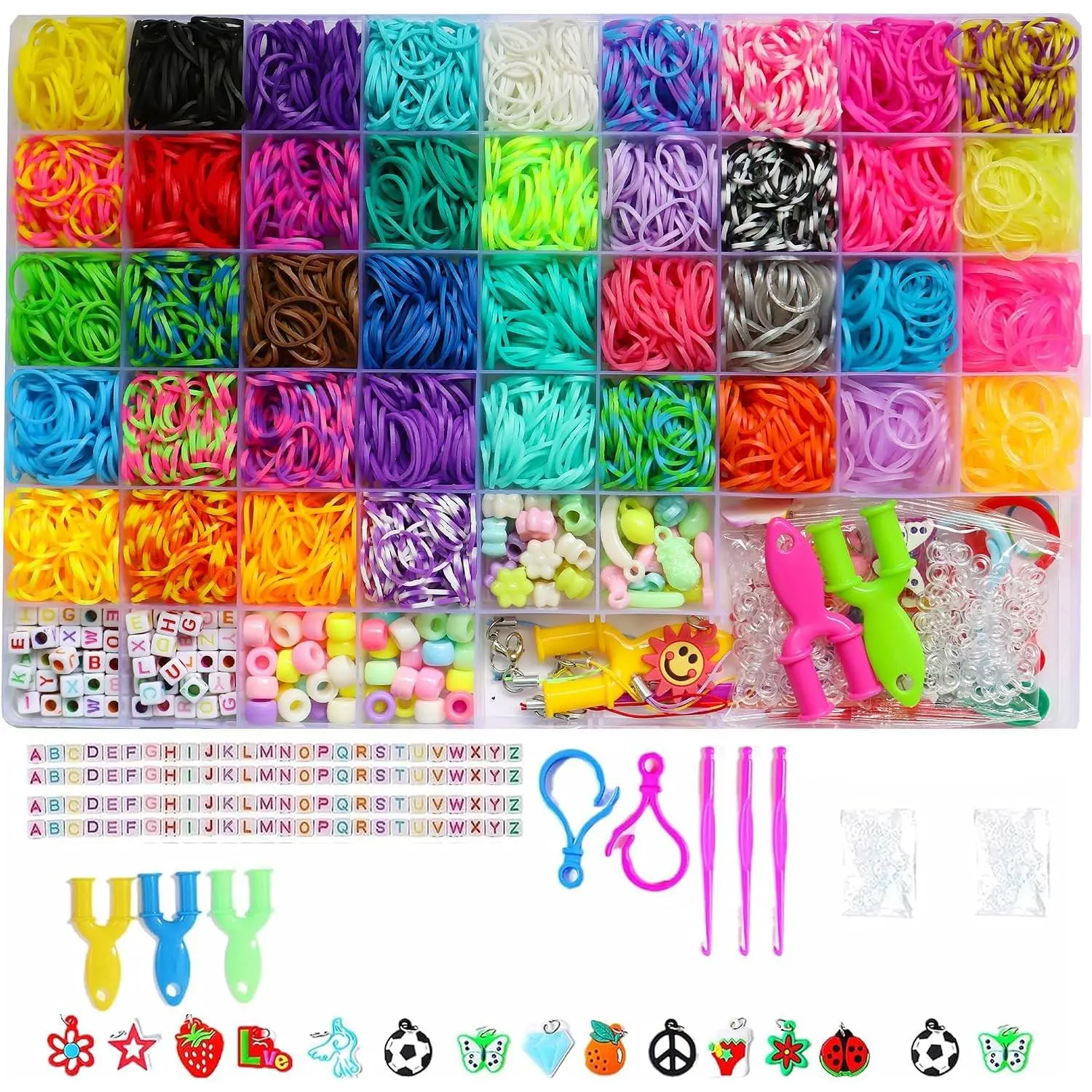 4000+Rubber Band Bracelet Kit,40 Color Loom Bracelet kit, Friendship Bracelet Making kit