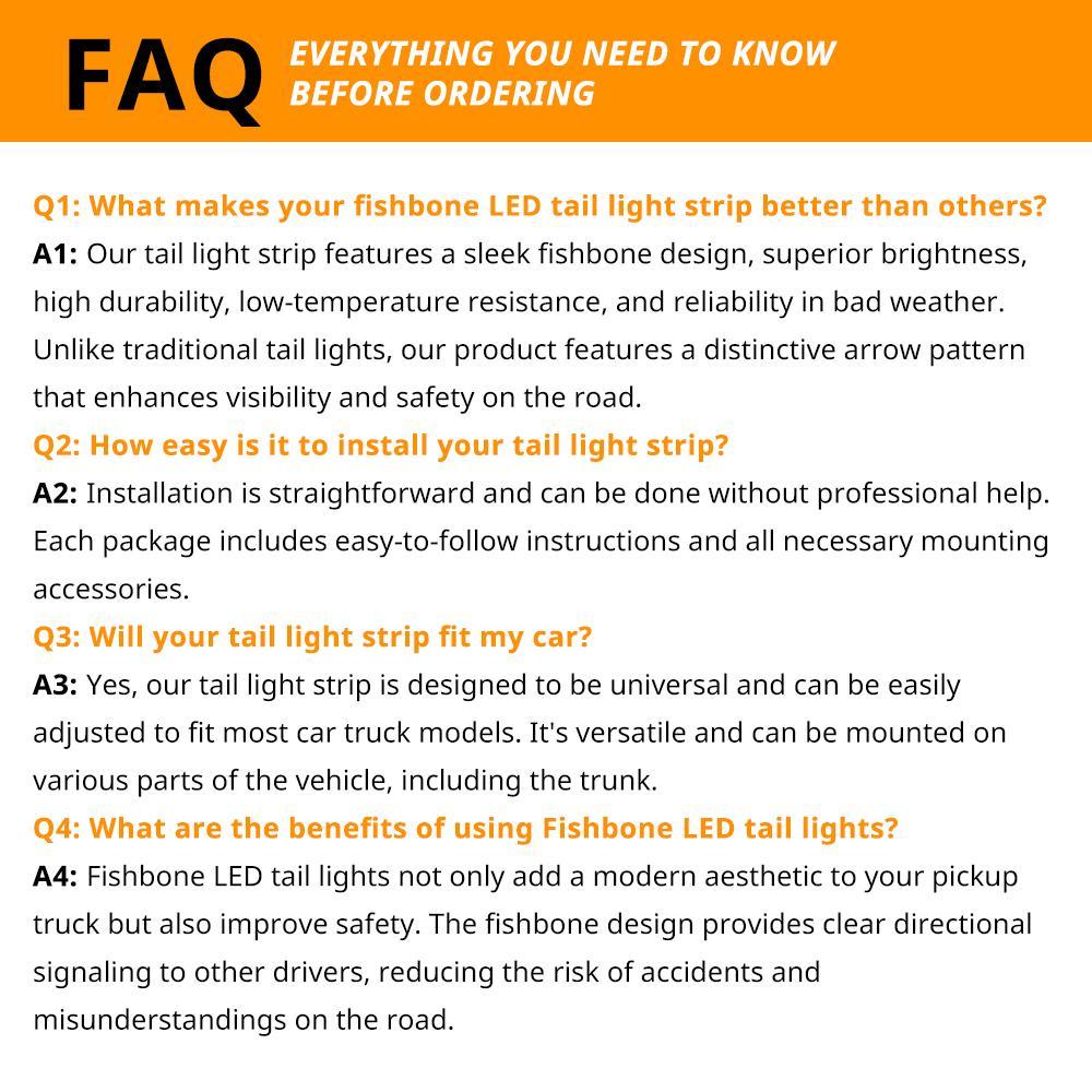 60 Inch LED Tailgate Light Bar, Fishbone Shaped LED Light Bar, Brake Running Turn Signal Strip Strobe Light Bar for Truck Pickup Trailer SUV RV VAN Jeep