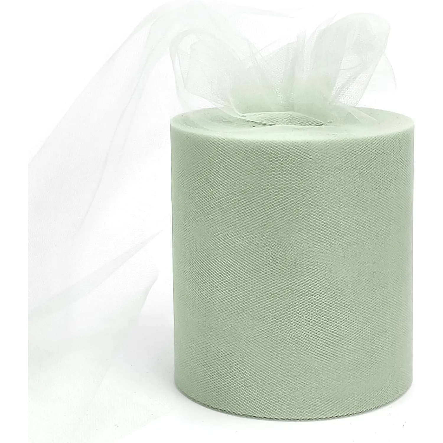 6" x 200 Yards Sage Green Tulle Fabric Rolls, Green Spool Tulle Ribbon for DIY Tutu Skirt Wedding Decoration Baby Shower Birthday Party Backdrop Gift Wrapping Bow Craft Supplies