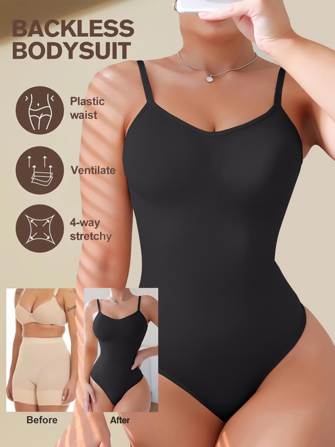 Women's Solid Spaghetti Strap Shapewear Bodysuit, Fitted Shaping, Tummy Control Waist Seamless Shaper, Women's Shapewear for Daily Wear, Body Sculpting Compression Shaper