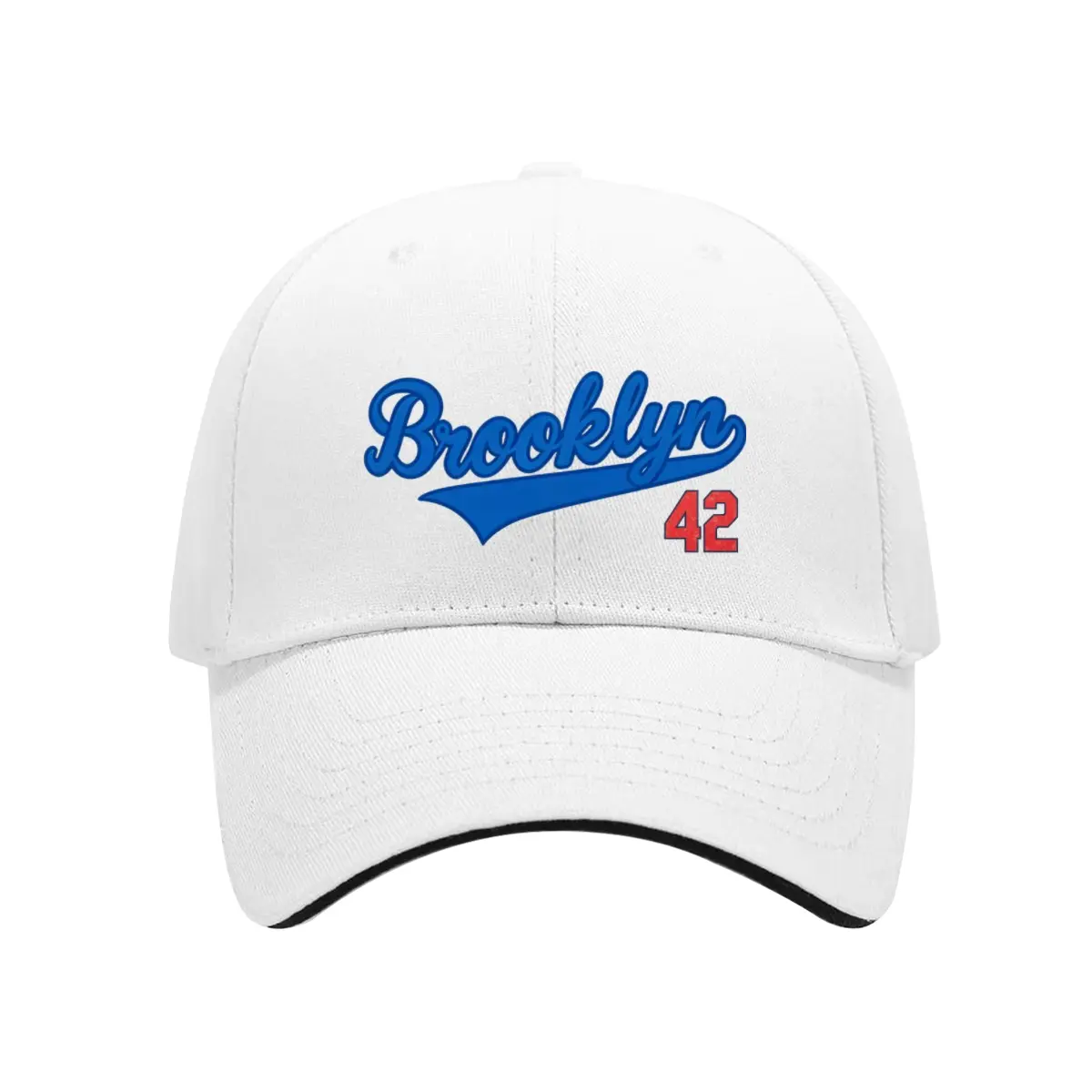 White Brooklyn 42 retro print adjustable baseball cap, suitable for outdoor wear. sunscreen hat classic fashion   baseball practice cap woman