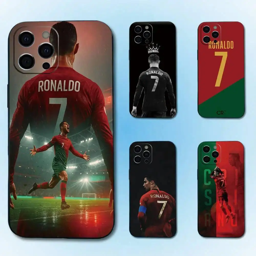 CR7 R-Ronaldo 7 Theme Custom Soft Silicone Protective Phone Cover, Black Accessories for iPhone 17 Pro Max, 16, 15, 14, 13, 12, 11 Pro Max, Air Series, Cr7 Theme