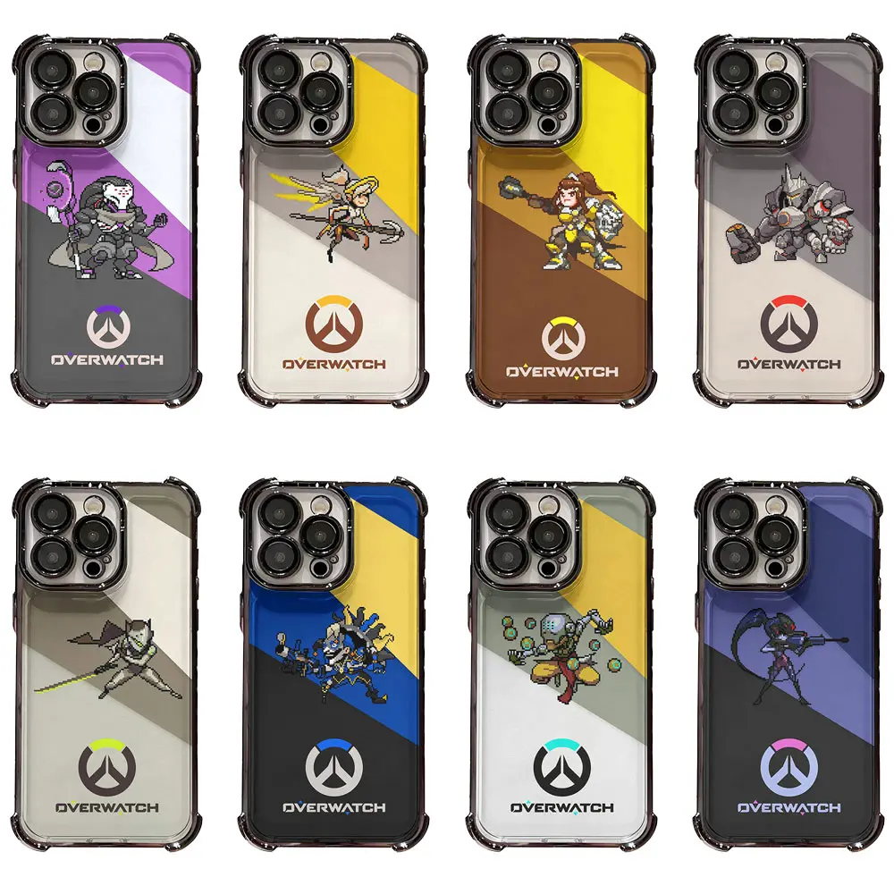 Eco-Friendly Multi-Model Patterned Texture Variant 8-Style Overwatch Minimalist Color Block Smartphone Case - Anti-Drop Slim Protective Shell for Cellphones, Handheld Devices Featuring Genji, Mercy, Tracer, Reinhardt & More Heroes