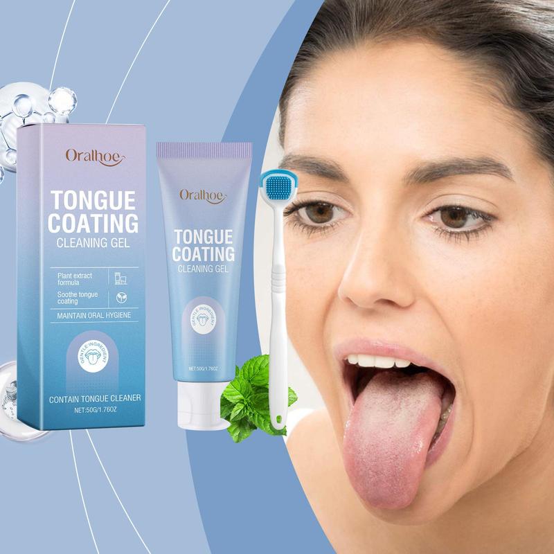 Tongue Cleansing Gel with Tongue Scraper, Oral Care Gel for Freshing Breath, Daily Oral Care Product for Adults, Oral Cleaning Product