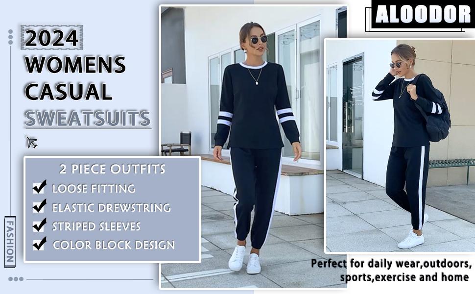 WIHOLL Sweatsuit for Women 2 Piece Outfits for Womens Crewneck Sweatshirts Pullover |(Size Up 1-2 for Oversized Look) SpringStatements