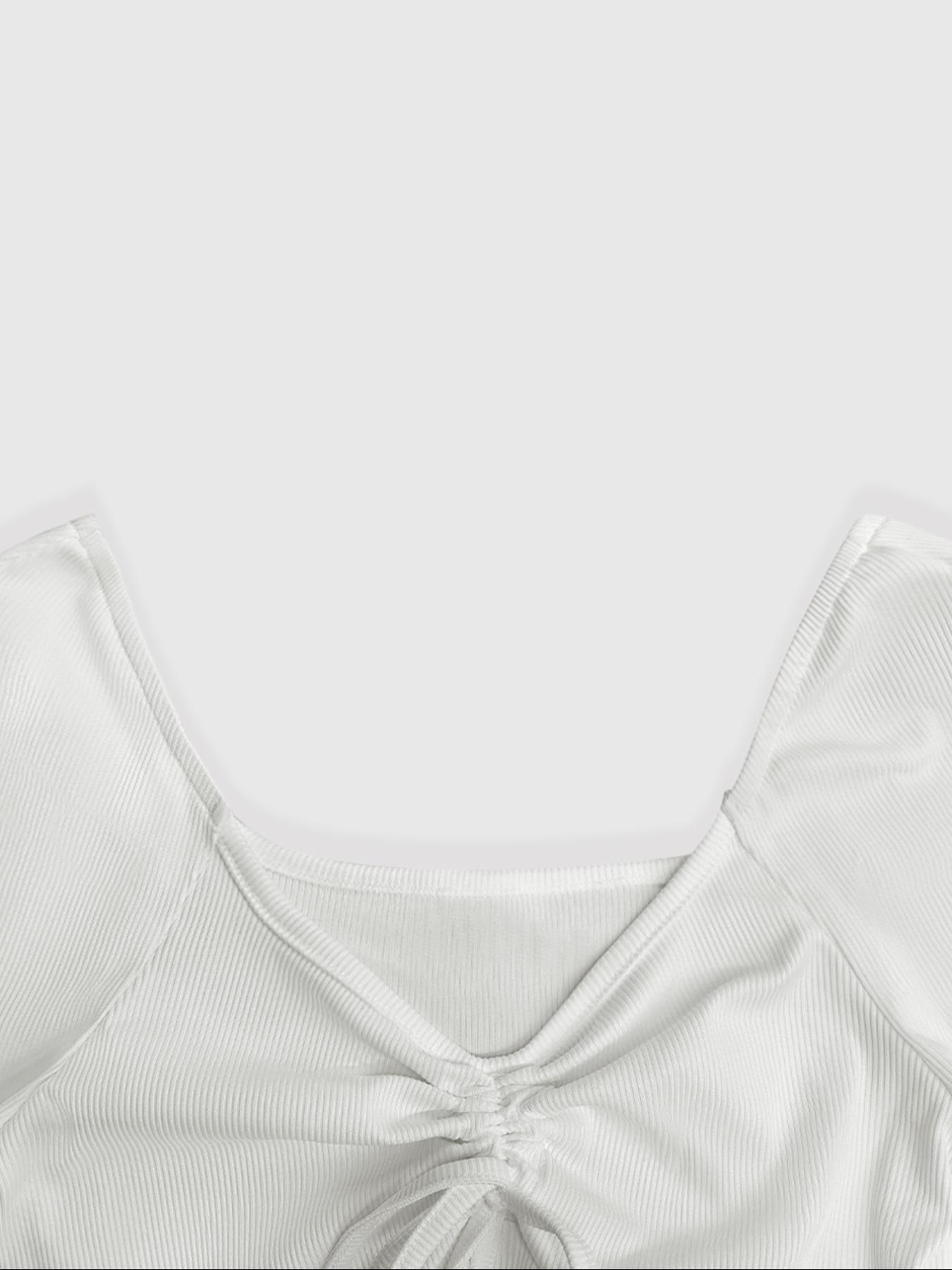 Women's Casual Long Sleeve Drawstring Pleated Top, Loose Fit Chest Tie Design, Fashionable Ladies' Clothing for Daily Wear