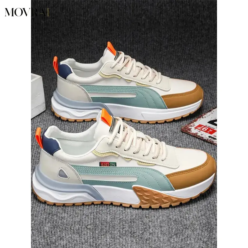 MOVRA1 Men's Shoes, Colorblock Lace-Up Front Low-Top Workout Sneakers, Outdoor Comfortable Breathable Running Shoes, Fashionable Casual Streetwear Sneakers Daily Wear Trending Sneakers Athletic Shoes, Athletic Running Trainers