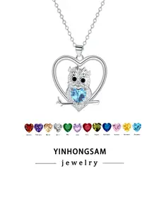 Women's Owl Pendant Necklace, Zodiac Stone Jewelry, Hypoallergenic, Gift Box Included, Perfect for Friends, Family, Holidays