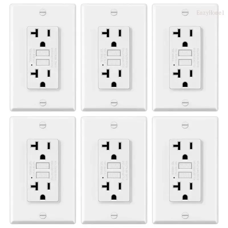 6-Pack 20A GFCI Decor Wall Sockets, Non-Tamper Resistant GFI Outlets with LED, 125V/2500W ETL Listed Receptacles, Included White Wallplate