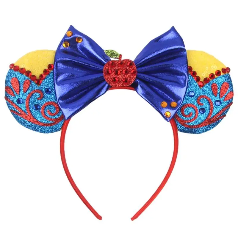 2026 Princess Mouse Ears Headband For Girl Women Cosplay Sequin Bow Snow White Hairband Party Festival DIY Accessories Headwear