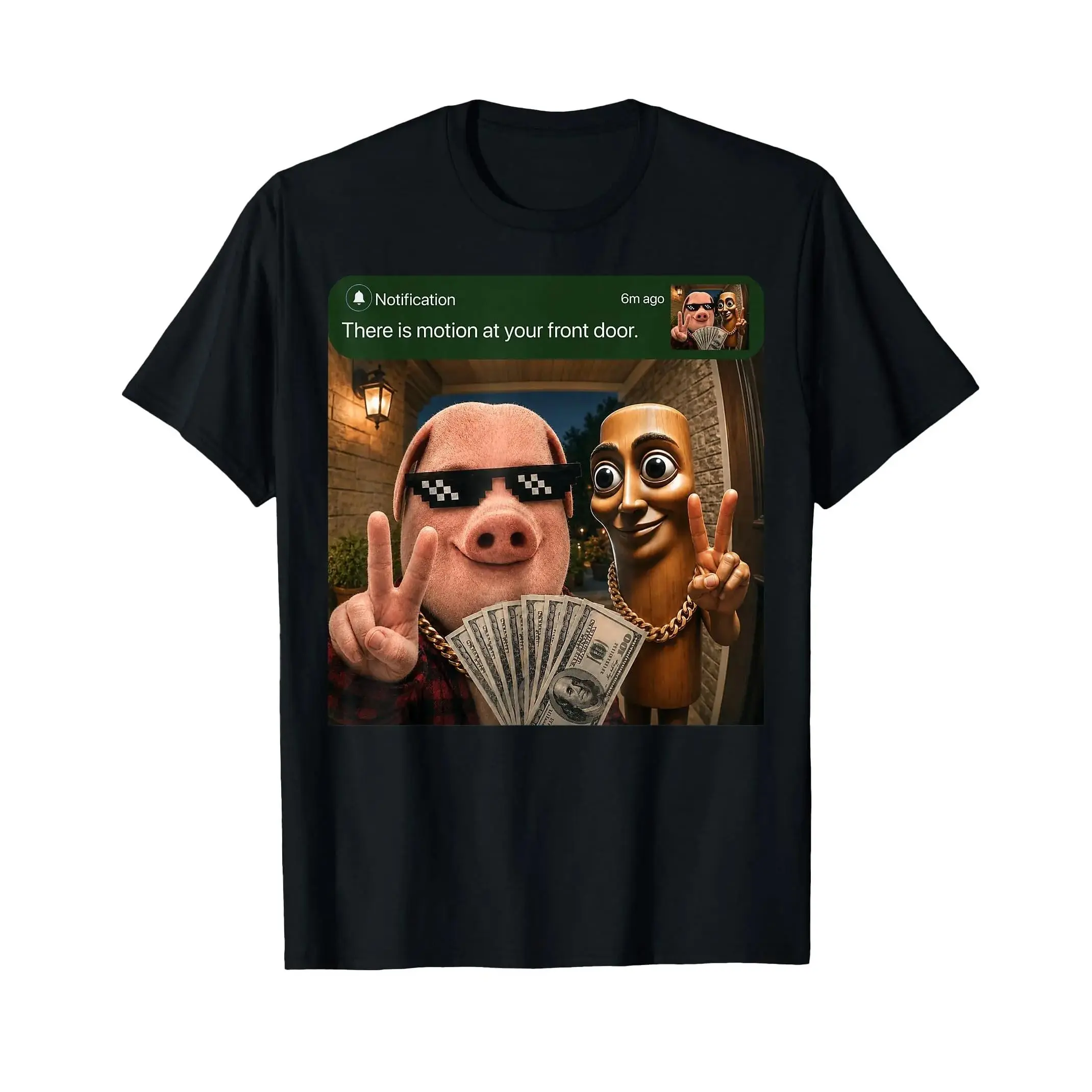 John Pork and Tung Tung Tung Sahur Front Door Motion Kids T-Shirt