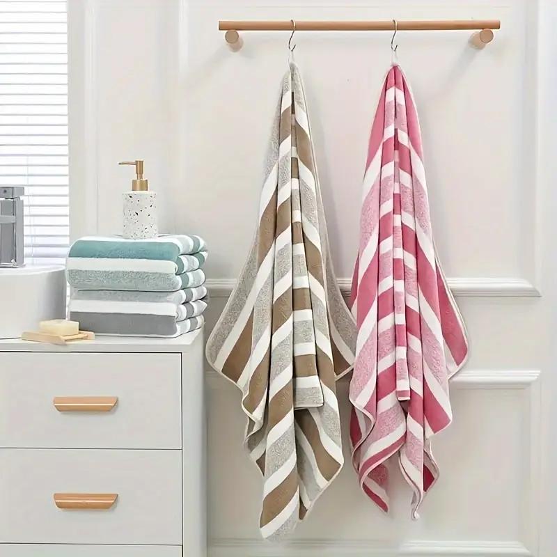 Striped Pattern Premium Towel Set, 1 Set Including 4 Counts Bath Towel & 4 Counts Hand Towel & 4 Counts Face Towel, Quick Drying Water Absorbent Towel for Home, Hotel & Spa, Absorbent Thickened Towels